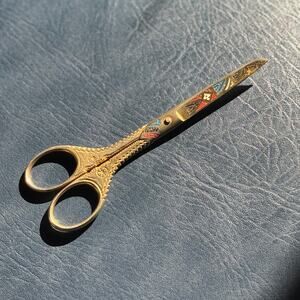 Antique 6” Gold Plated Inlaid Toledo Shears